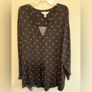 ADDITION ELLE Black and Orange Polka Dot Blouse